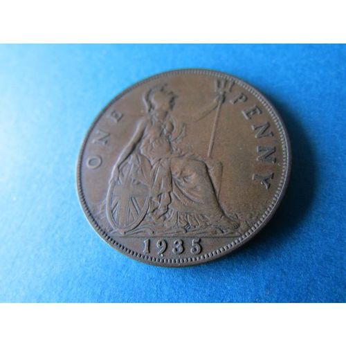 1935 GEORGE V ONE PENNY FREE POST COIN - 4. T