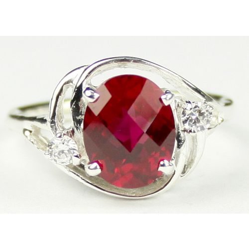 Created Ruby, 925 Sterling Silver Ladies Ring, SR021