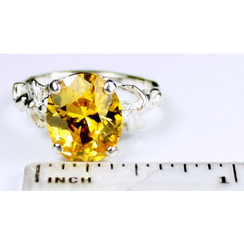 Golden Yellow CZ, 925 Sterling Silver Angel Ring, SR154