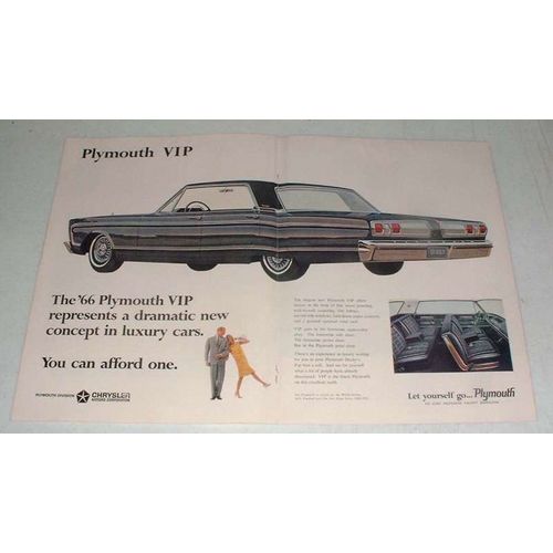 1966 Plymouth VIP Car Ad - Dramatic Concept in Luxury