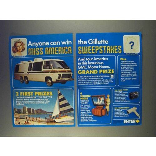 1977 Gillette Products Ad - Miss America Sweepstakes