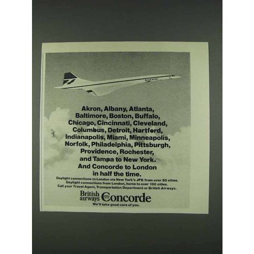 1978 British Airways Concorde Ad - Akron, Albany