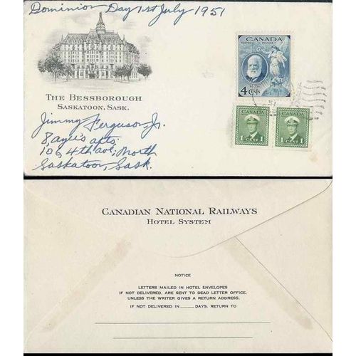 Canada War Issue 1951 Illustrated Saskatoon SASK, HOTEL COIL PAIR