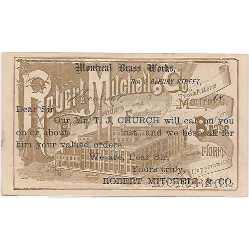 Canada ! #P9 Postal Card c.1890, Montreal Brass Works MINT Fancy Ad card