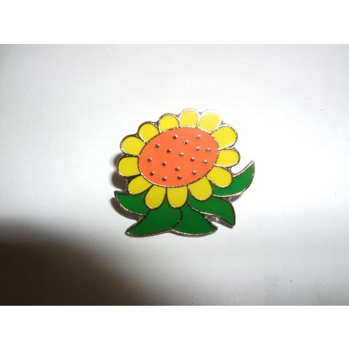 Enamel Yellow,Orange & Green Sunflower Badge