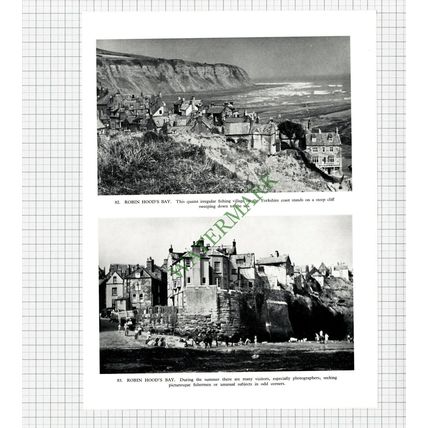 9313) Scarborough Castle / Robin Hood's Bay - 1958 Book Print