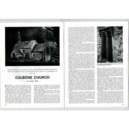 (6303) Culbone Church Somerset David Tripp - 1969 Article