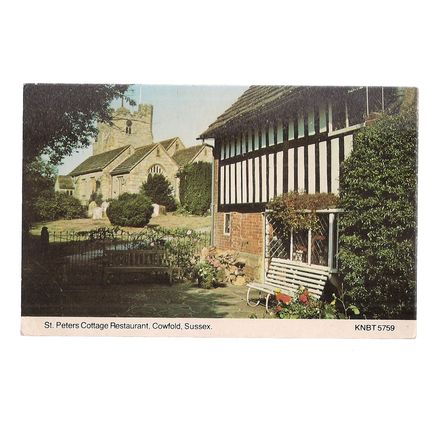 St. PETERS COTTAGE RESTAURANT, COWFOLD, SUSSEX used postcard b Kingsley 1982 pm=