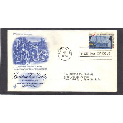FDC Art Craft 1481 8c Boston Tea Party (Cachet-Typed/A) CV42224
