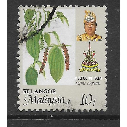 MALAYSIA SELANGOR 1986 10c BLACK PEPPER SG 179 FINE USED