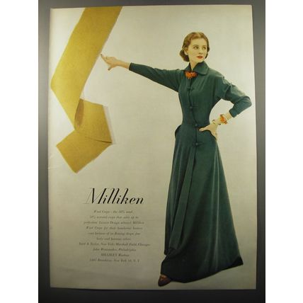 1950 Milliken Woolens Advertisement - Leisure Design Hostess Coat