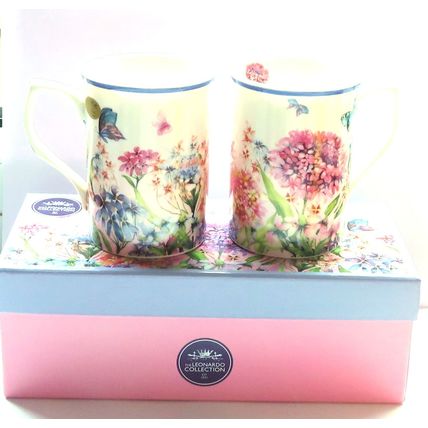Butterfly & Flowers Pastel Shades Fine Ceramic Mugs - Comes Boxed 10 CM - 0030M