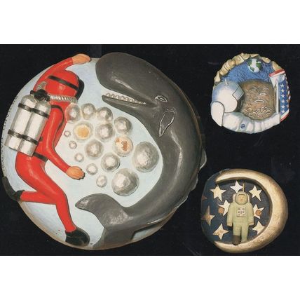 Shark Attack & Diver Astronaut Spaceman BBC Competition Postcard