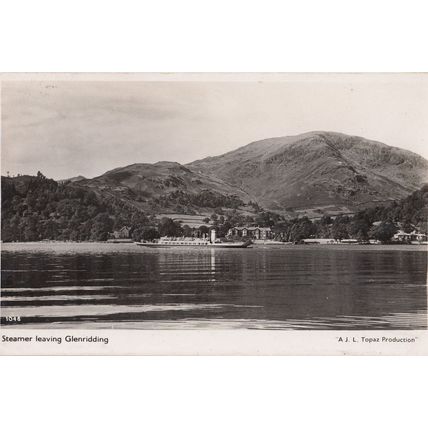 Steamer Leaving Glenridding 1940s Post Or WW2 War Real Photo Ship Postcard