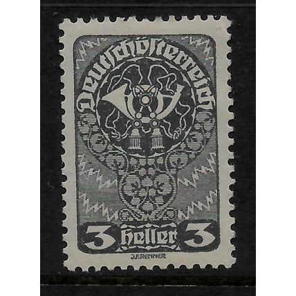 AUSTRIA 1919 POST HORN 3H GREY SG 336 M MINT