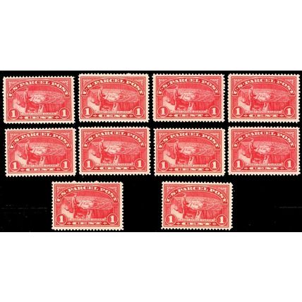 Q1, Mint NH F-VF+ WHOLESALE GROUP OF Ten Parcel Post Stamps CV $120 Stuart Katz