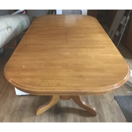 Solid Wood Pedestal Dining Room Table w/Two Leaves 63" Long x 41" Wide Kitchen
