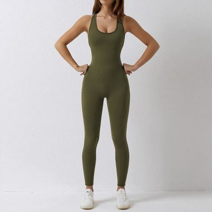Active Fit One-piece Backless Jumpsuit Pilate Gym Wear Suit