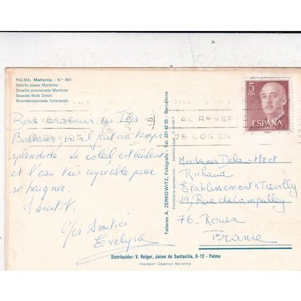 Mallorca Palma Paseo Maritimo Spain Postcard posted creased