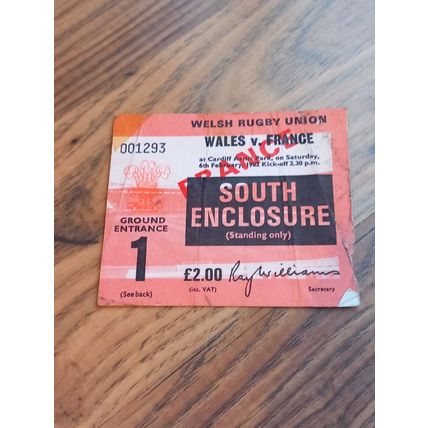 1982 Wales v France Rugby Union Programme & Ticket, Cardiff Arms, Five Nations