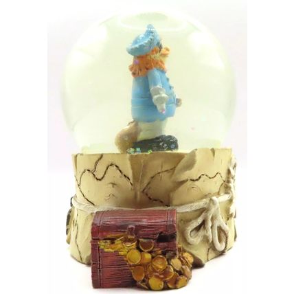 Pirate Snow Globe with Blue Coat and Treasure Map 8.5 CM Shabby Chic Gift