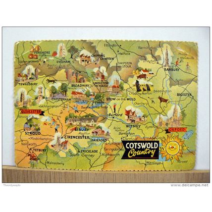 Cotswold Country, Gloucestershire, England, Postcard