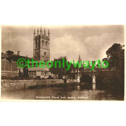 Magdalen From The River, Oxford, Tucks RP Postcard, 1928