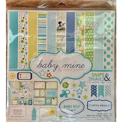 Baby Mine Boy Scrapbook Papers - 9 double sided textured papers -sealed #200