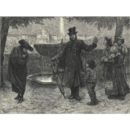 A ROMAN CARDINAL AND HIS FOOTMAN 1872 Horace Harral VICTORIAN ENGRAVING