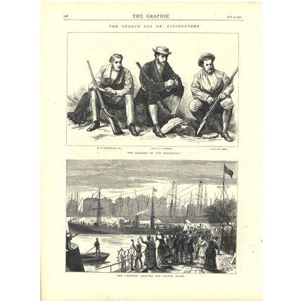 SEARCH FOR DR. LIVINGSTONE 1872 Abydos London Docks VICTORIAN ENGRAVINGS