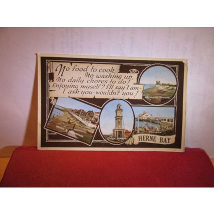 multiview, HERNE BAY, KENT used vintage postcard. by Valentine 1960 pm =