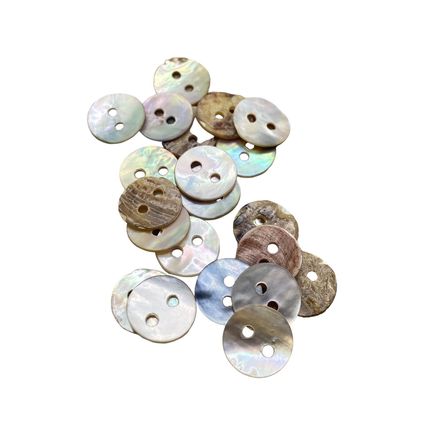 10mm Natural Mother of Pearl Shell Round Buttons 2 Hole Baby Doll Knitting