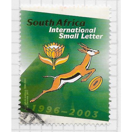 AFRICA SOUTH 2011 RUGBY SPRINGBOKS EMBLEM LEGENDARY SPORTS USED 1996 - 2003