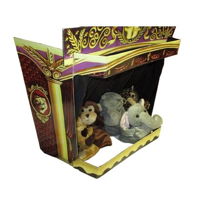 Family Puppet Theater Hand Puppets Zoo Animals with Carboard Theater Stage