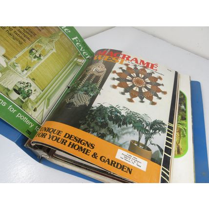 Binder LOT of 24 Macrame Craft Magazines Vintage Illumiating Pat Depke Animals