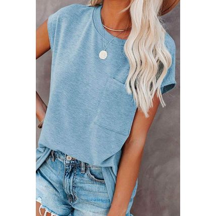 Knit Pocketed Tee with Side Slits