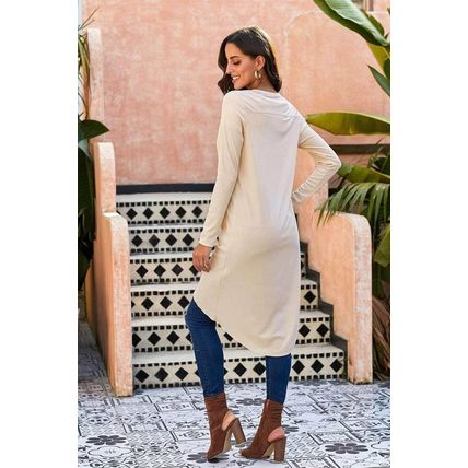 Apricot Selected Button Pocketed High Low Cardigan