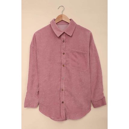 Pink Corduroy Button Pocket Shirt