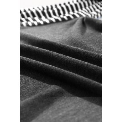 Black Contrast Print Striped Raglan Long Sleeve Loose Top