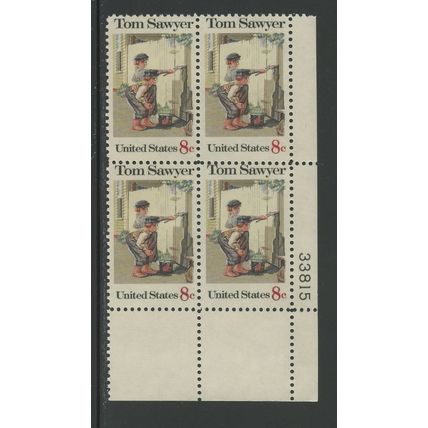 US 1470, 1972 8c Tom Sawyer, LR PBof4, VF, MNH (US438)