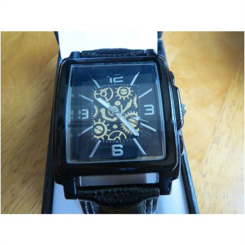 Sheffield Skeleton Men's Watches Black dial leather band Black Case