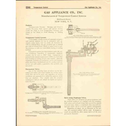 gas appliance company 1916 temperature control systems vintage catalog