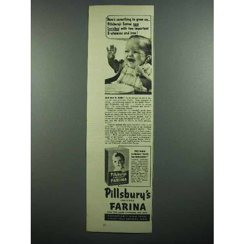 1942 Pillsbury's Farina Baby Food Ad - Grow On