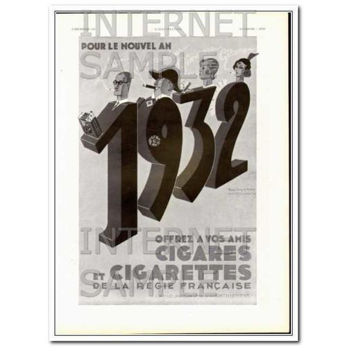 CIGARES ET CIGARETTES 1931 new year French control cigar vintage ad
