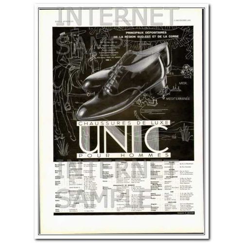UNIC 1931 Chaussures De Luxe Pour Hommes French mens shoes vintage ad