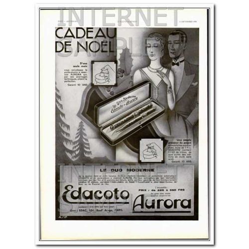 EDACOTO AURORA 1931 Cadeau de Noel French art deco pen vintage ad