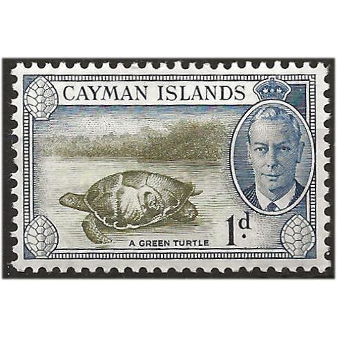 Cayman Islands 1950 SG137 1d Olive-Green & Deep Blue Mounted Mint .. ..