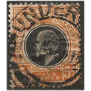 Natal 1902 SG134 5d Black & Orange Wmk Crown CA Good/Fine Used ... .