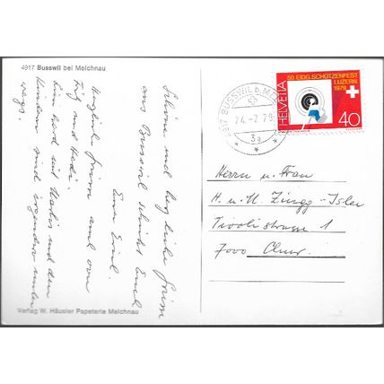 Busswil bei Melchanau, Bern, Switzerland - postcard - stamp & local pmk 1979