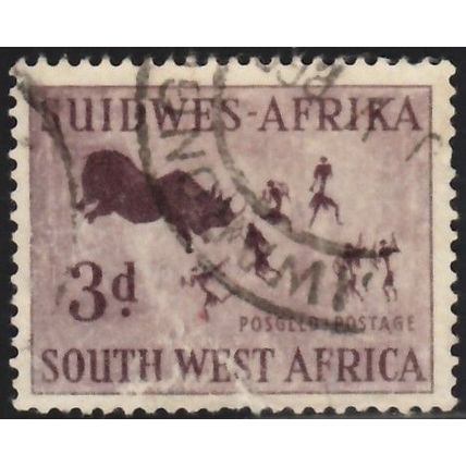 South West Africa, 1960, 3d Rhino Hunt, SG 168 (Scott #263), used